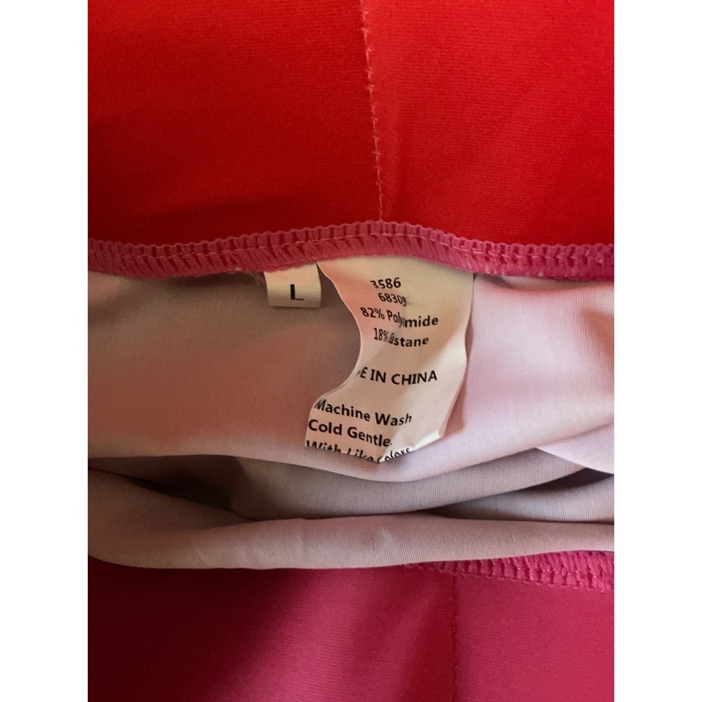 Large Burkini Modest Swimsuit Women 4 Piece Set Pink Red Excellent Geometric - Picture 12 of 16